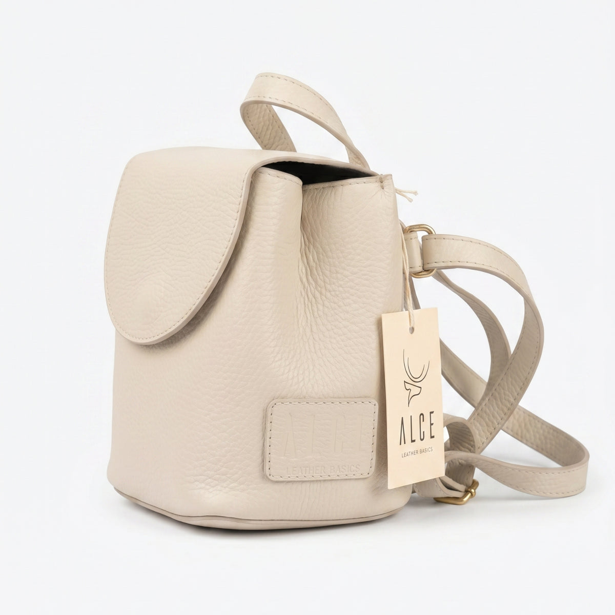 Bolso mini morral beige