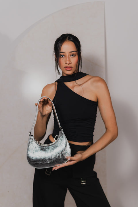 MEDIA LUNA BAG PLATEADO