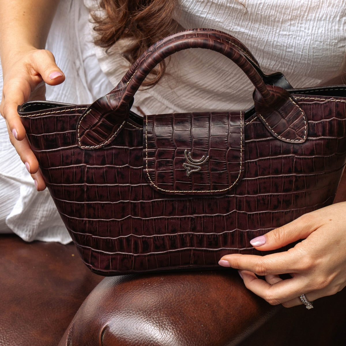 Bolso Catleya Croco Chocolate