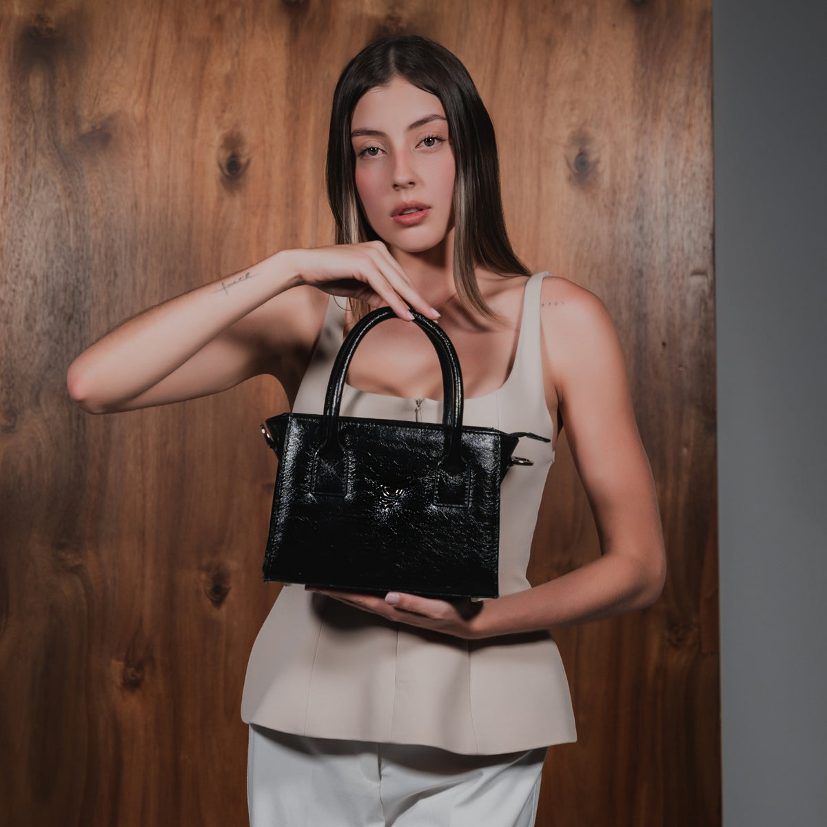 Bolso mini tote negro