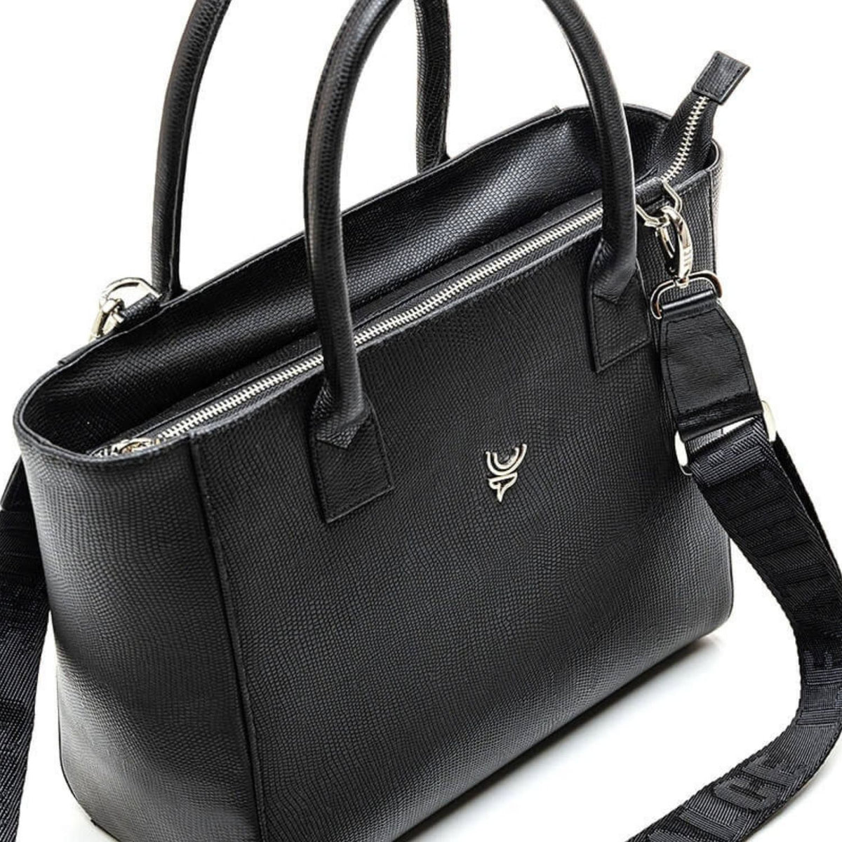 Bolso tote negro pitón