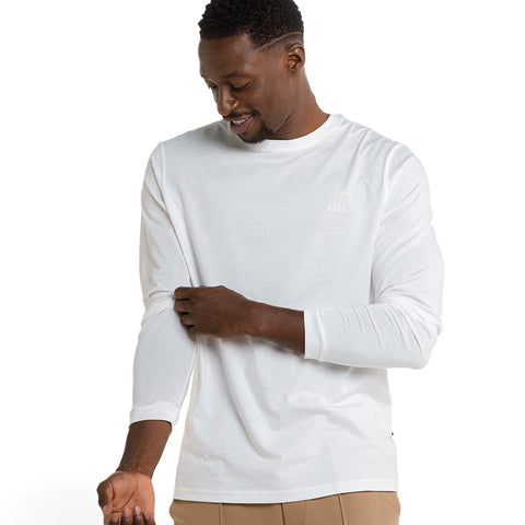 Camiseta manga larga clásica blanco marfil