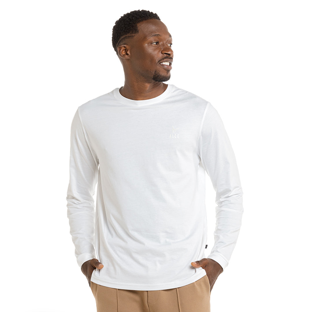 Camiseta manga larga clásica blanco marfil