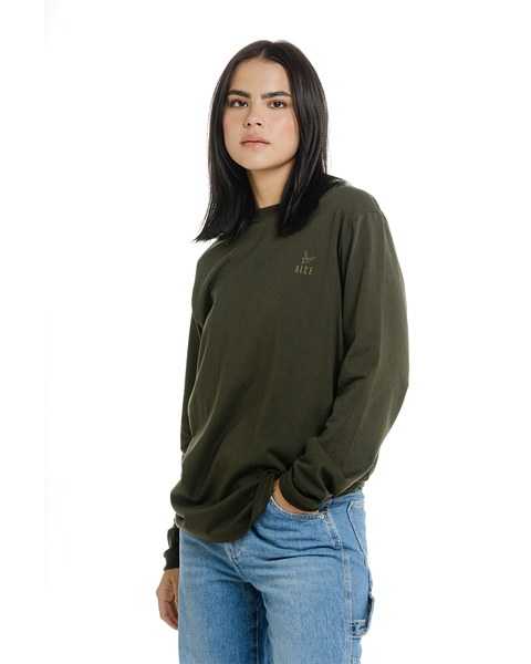 CLASSIC LONG SLEEVE GREEN MOOSE WOMEN