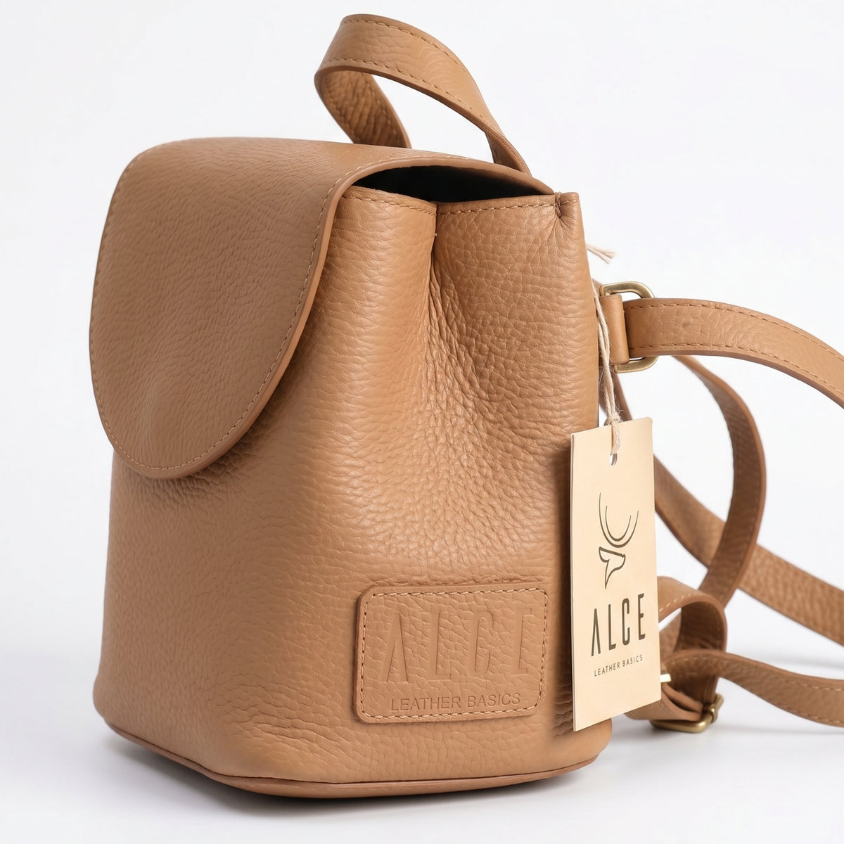 Bolso mini morral café natural